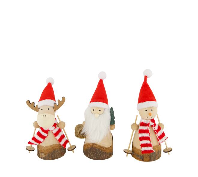 Figurine reindeer / santa / snowman pine wood 8.7x5.2x15.5cm A/3 FSC 100%