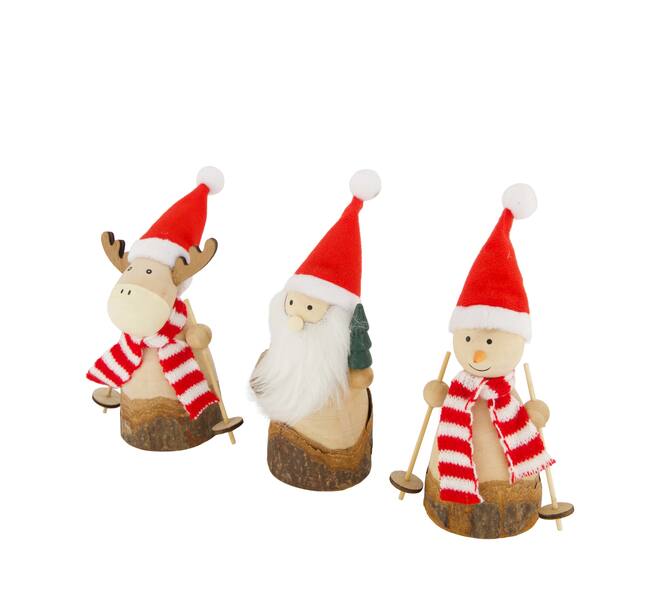 Figurine reindeer / santa / snowman pine wood 8.7x5.2x15.5cm A/3 FSC 100%
