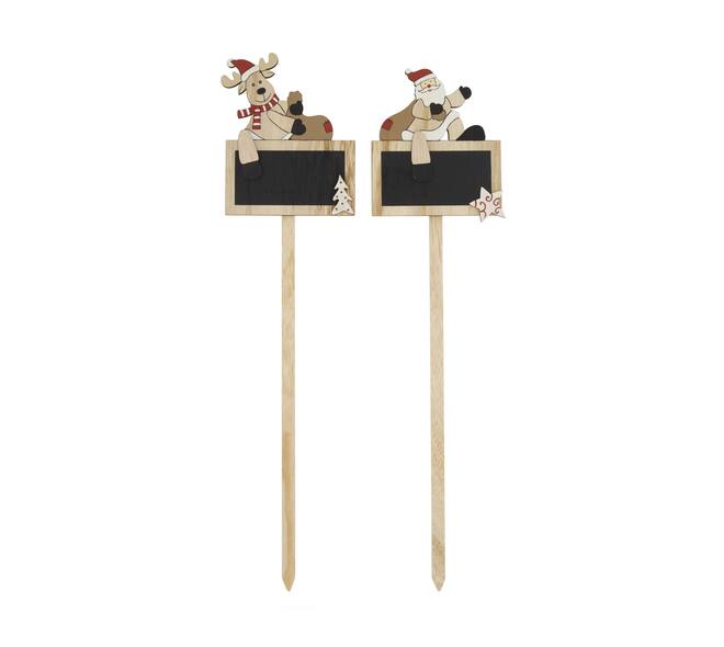 Blackboard reindeer snowman plywood on stick 12x1x48cm 3pc A/2 FSC 100%