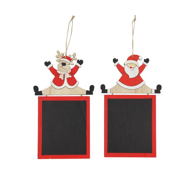 Blackboard rectangular reindeer / santa plywood with hanger 15x0.7x25.4cm A/2 FSC 100%