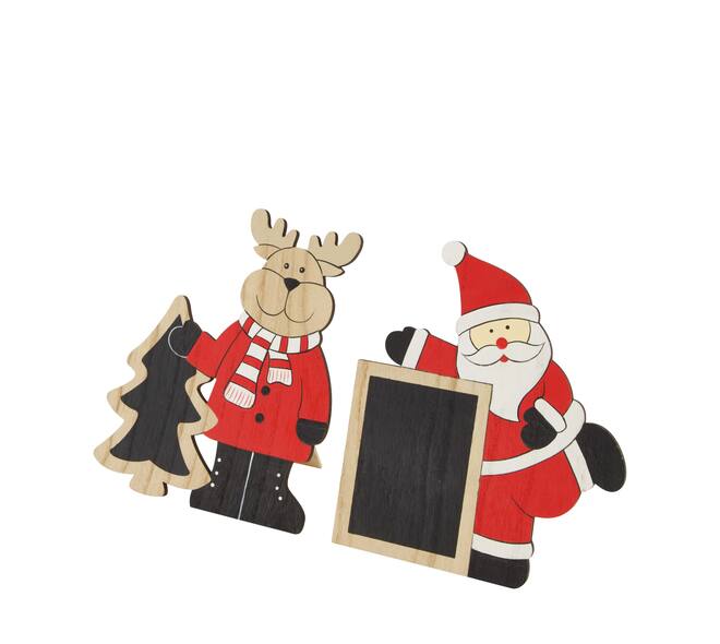 Blackboard reindeer santa plywood 17x0.7x19.6cm A/2 FSC 100%