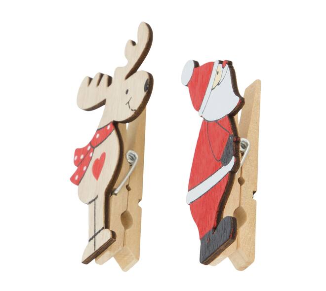 Figurine reindeer santa plywood 4.5x1.5x9cm 6pc A/2 FSC 100%