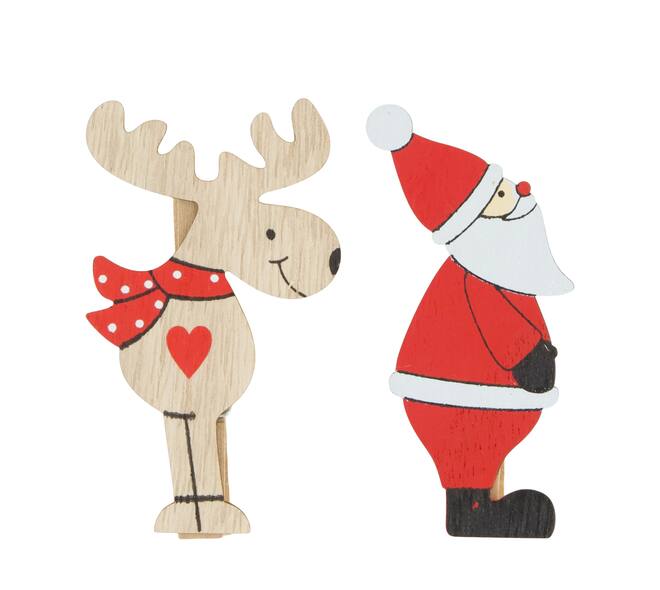 Figurine reindeer santa plywood 4.5x1.5x9cm 6pc A/2 FSC 100%