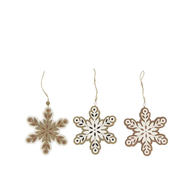 Hanger snowflake plywood 13.3x0.7x15cm FSC 100% - Brown