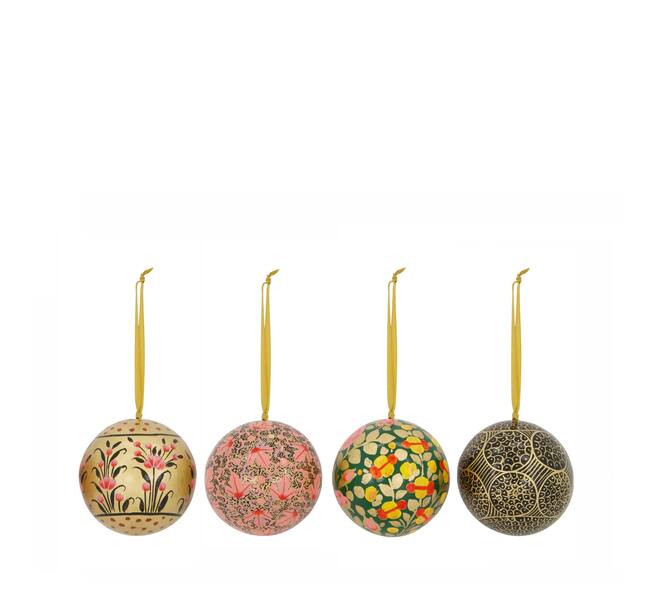 Bauble paper mache with hanger 10x10x10cm  FSC Recycled 100% - Multi