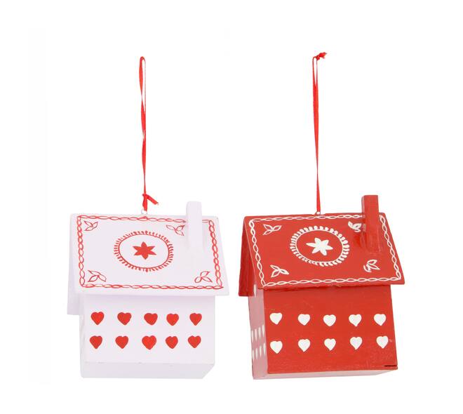 Hanger house paper mache 15x10x13cm FSC Recycled 100% - Red