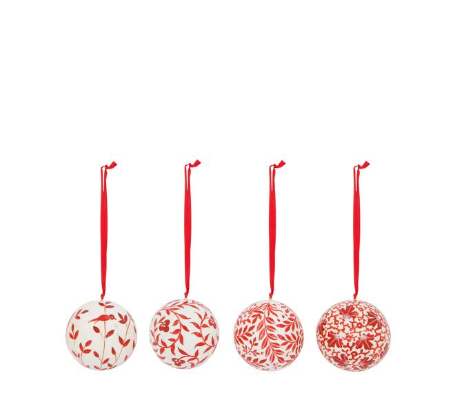 Bauble paper mache with hanger 7x7x7cm FSC Recycled 100% - Red