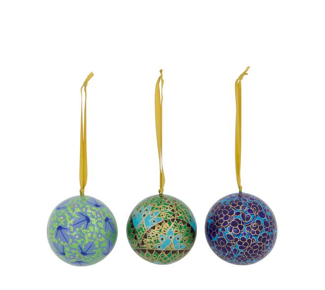 Bauble paper mache with hanger 7x7x7cm A/3 FSC Recycled 100%