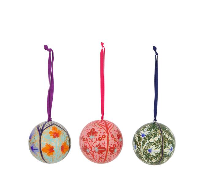 Bauble paper mache with hanger 7x7x7cm FSC Recycled 100% - Multi