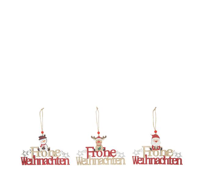Sign reindeer / frohe weihnachten / santa / snowman plywood 18x0.5x12cm A/3 FSC 100%