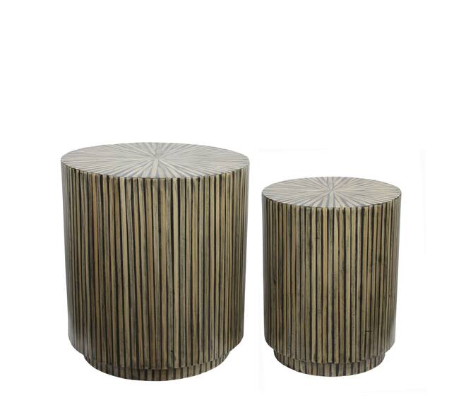 Table round bamboo / mdf 47x47x52cm S/2 FSC 100%