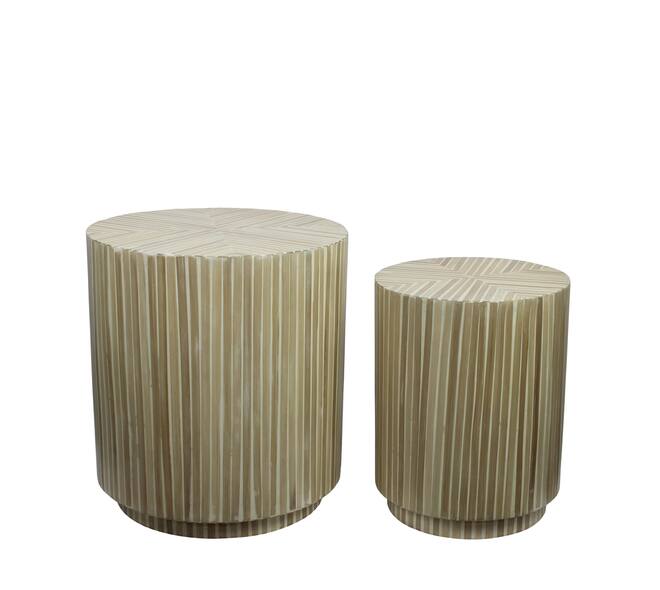 Table round bamboo / mdf 47x47x52cm S/2 FSC 100%