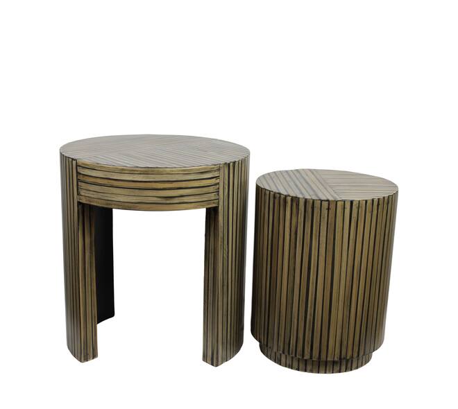 Table round bamboo / mdf 47x47x52cm S/2 FSC 100%