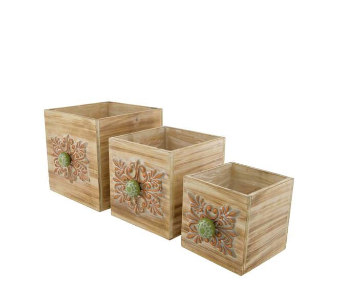 Planter plywood with plastic 18x19.5x18cm S3 FSC 100% - Natural
