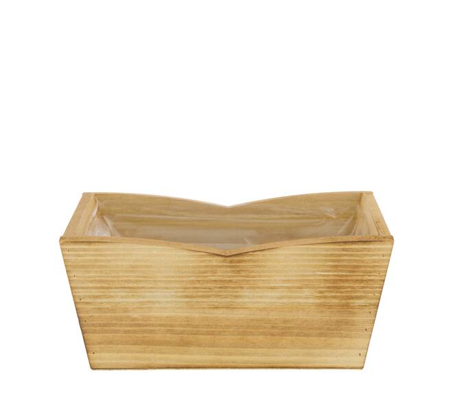 Planter rectangular pine wood with plastic 28x18x14cm S/3 FSC 100%