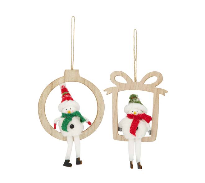 Hanger snowman plywood 15x32x0.9cm FSC 100% - Multi