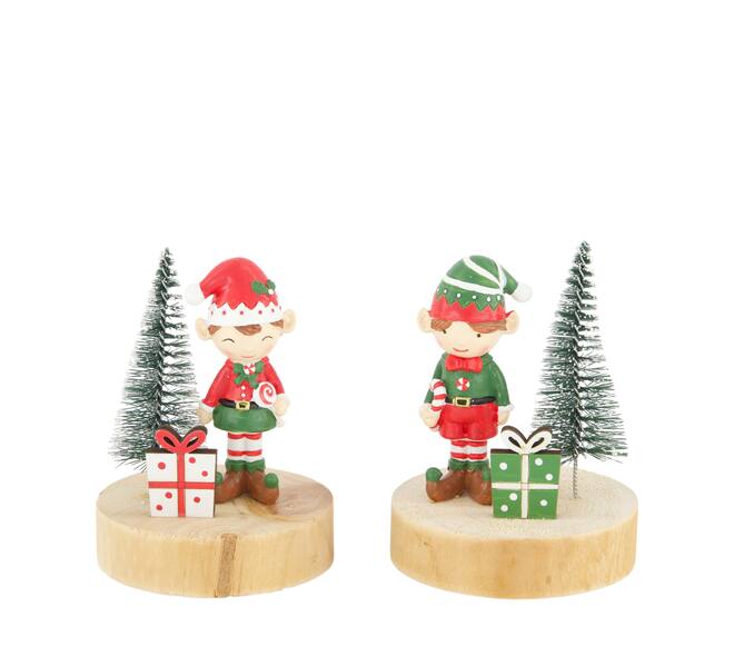Figurine santas helper plywood 8x8x10cm FSC 100% - Multi