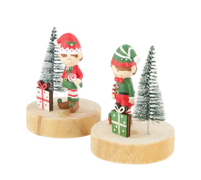 Figurine santas helper plywood 8x8x10cm FSC 100% - Multi