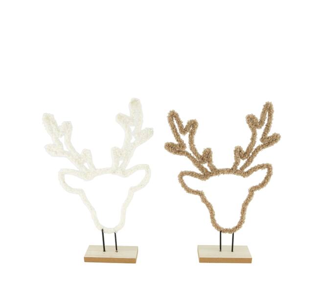 Figurine reindeer teddy mdf on stand 21x5x33cm FSC 100% - Natural