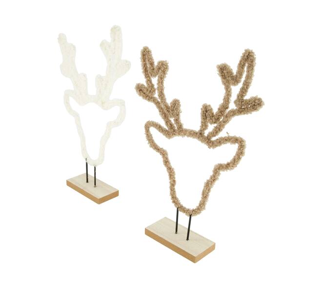 Figurine reindeer teddy mdf on stand 21x5x33cm FSC 100% - Natural