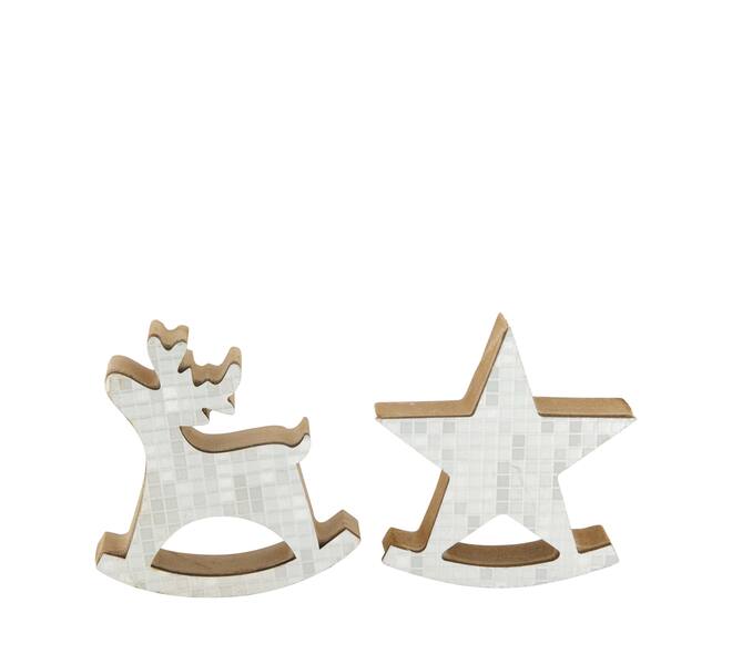 Figurine star reindeer mdf 7.8x2.2x8.3cm  FSC 100% - Silver