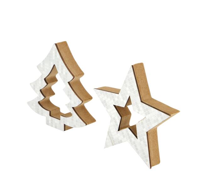 Figurine star tree mdf 12x2.2x12cm FSC 100% - Silver