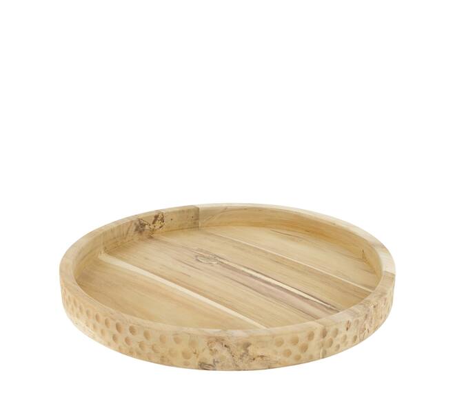 Tray round teak wood 38x38x4cm FSC Recycled 100% - Natural