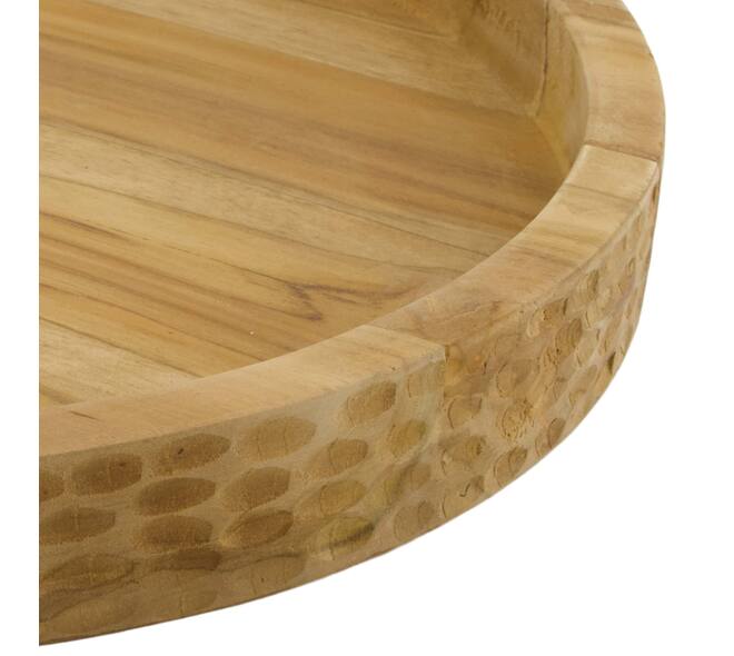 Tray round teak wood 38x38x4cm FSC Recycled 100% - Natural