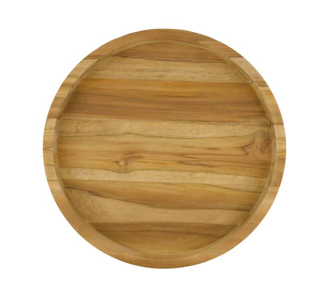 Tray round teak wood 38x38x4cm FSC Recycled 100% - Natural