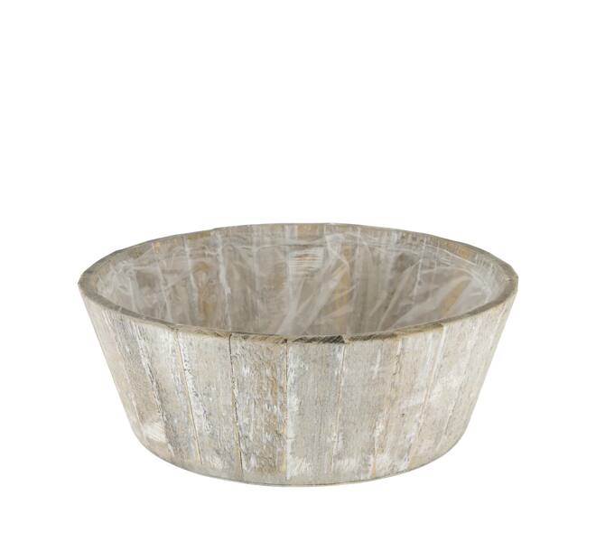 Planter round pine wood with plastic 33x33x12cm FSC 100%