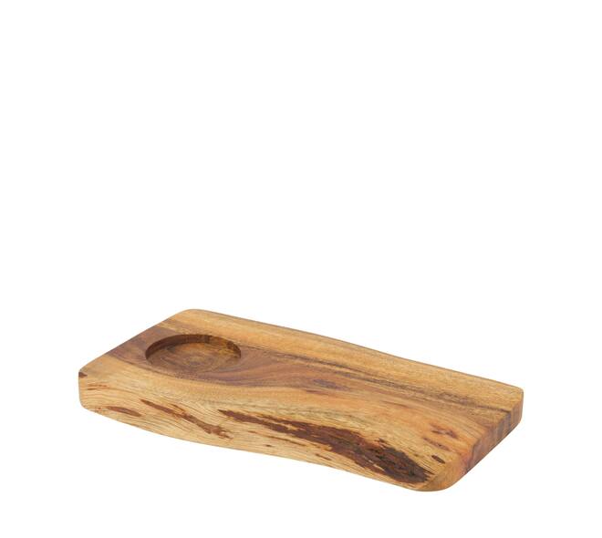 Plate rectangular with coffee cup holder acacia wood 22x11x1.5cm FSC 100% - Natural