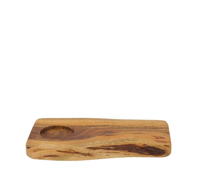 Plate rectangular with coffee cup holder acacia wood 22x11x1.5cm FSC 100% - Natural