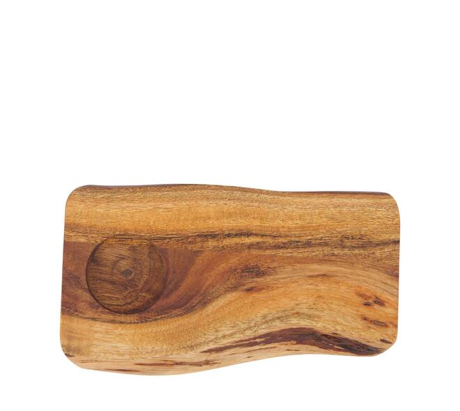 Plate rectangular with coffee cup holder acacia wood 22x11x1.5cm FSC 100% - Natural