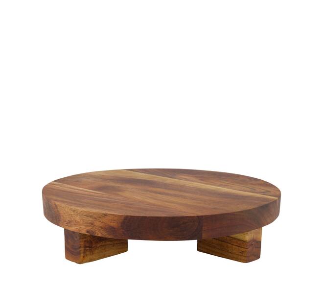 Plate round acacia wood on feet 28x28x6cm FSC 100% - Natural