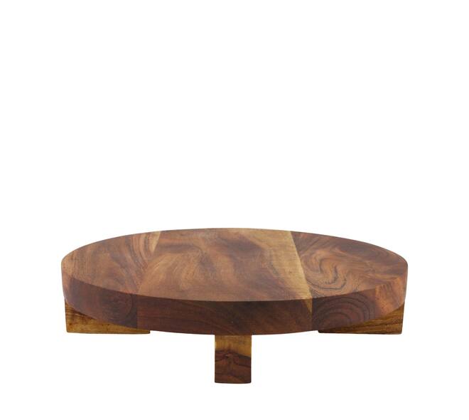 Plate round acacia wood on feet 28x28x6cm FSC 100% - Natural