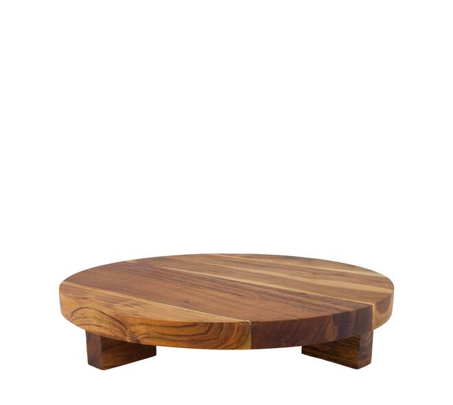 Plate round acacia wood on feet 38x38x6cm FSC 100% - Natural