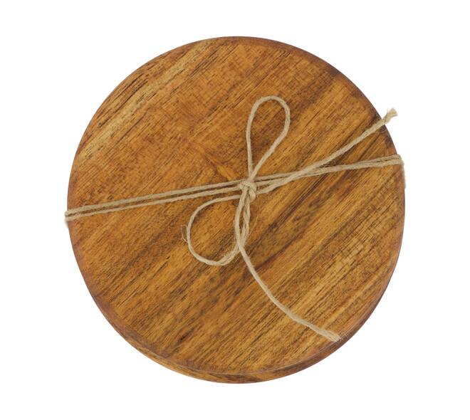 Coaster round acacia wood 10x10x4cm 4pc FSC 100% - Natural