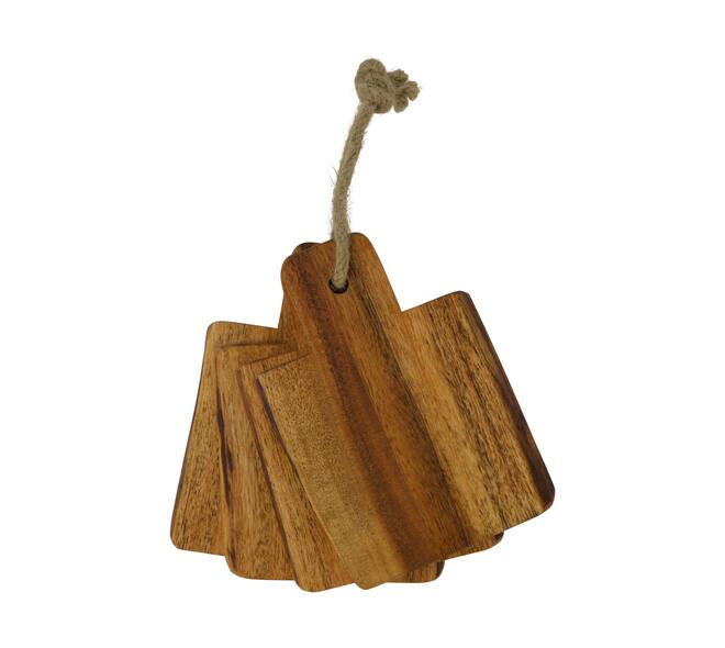 Plate rectangular acacia wood 14x10x4cm 4pc FSC 100% - Natural