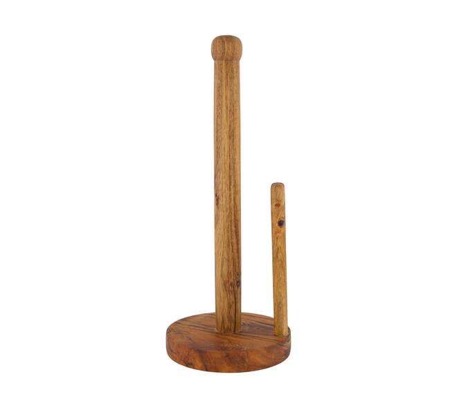 Kitchen roll holder round acacia wood 13x13x32cm FSC 100% - Natural