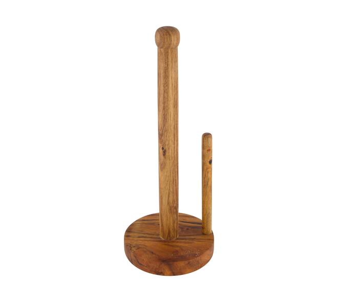 Kitchen roll holder round acacia wood 13x13x32cm FSC 100% - Natural