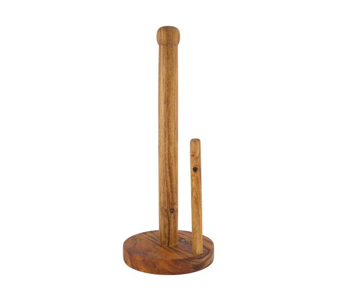 Kitchen roll holder round acacia wood 13x13x32cm FSC 100% - Natural