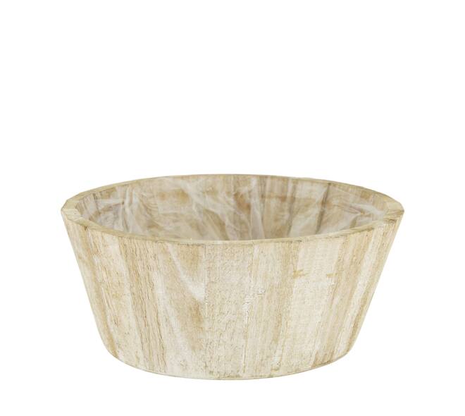 Planter round pine wood with plastic 25x25x10cm FSC 100%