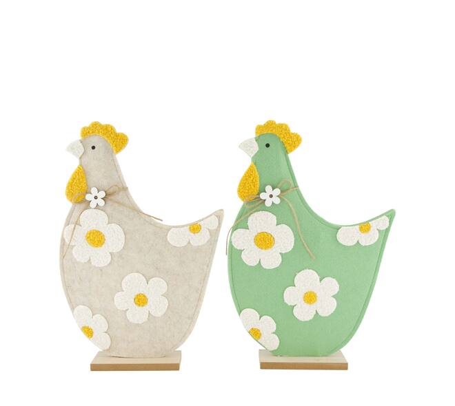Figurine chicken felt mdf 26x6x39cm C2 FSC 100% - Green