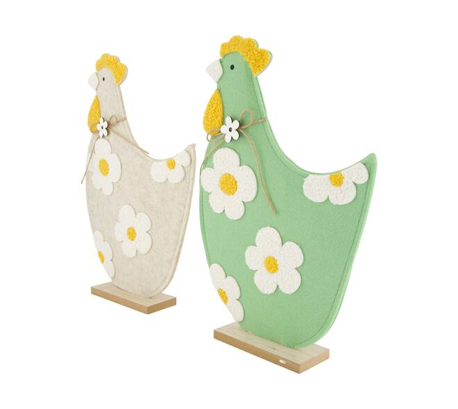 Figurine chicken felt mdf 26x6x39cm C2 FSC 100% - Green
