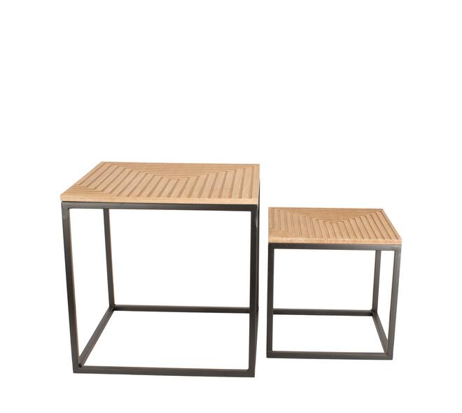Table square metal / mdf 37x37x37cm S/2 FSC Mix 100%