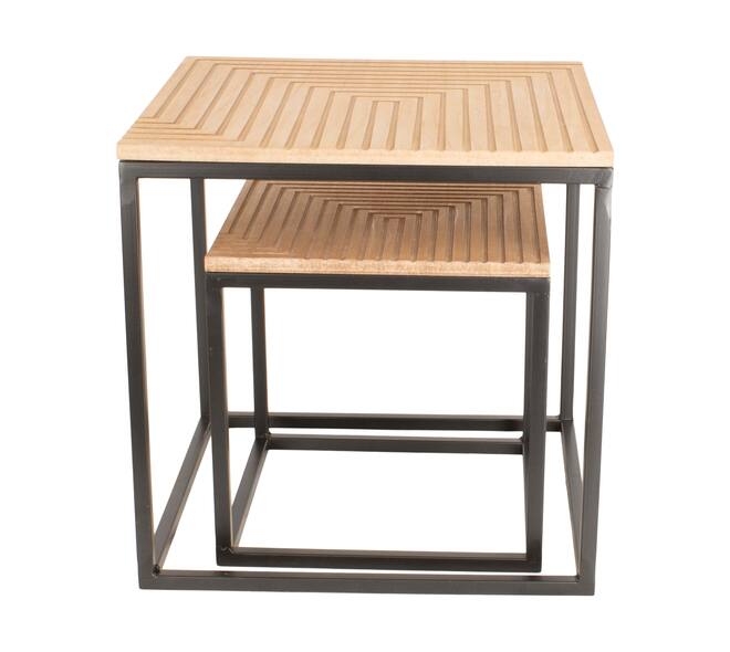 Table square metal / mdf 37x37x37cm S/2 FSC Mix 100%