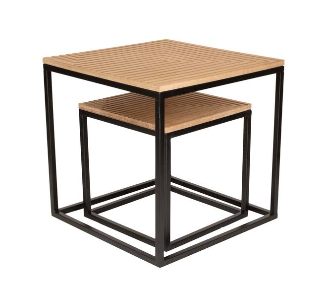 Table square metal / mdf 37x37x37cm S/2 FSC Mix 100%