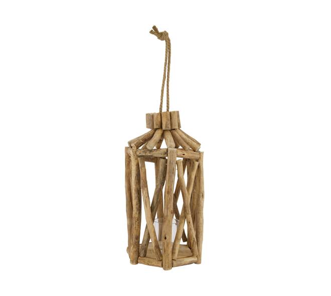 Lantern poplar wood with glass 18x18x38cm FSC 100%