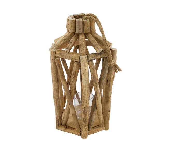 Lantern poplar wood with glass 18x18x38cm FSC 100%