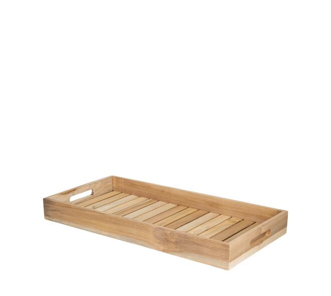Tray rectangular teak wood with handle 58x28x6cm FSC 100%